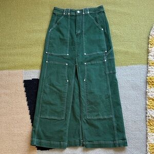 Pilcro Forest Green Carpenter Maxi Skirt